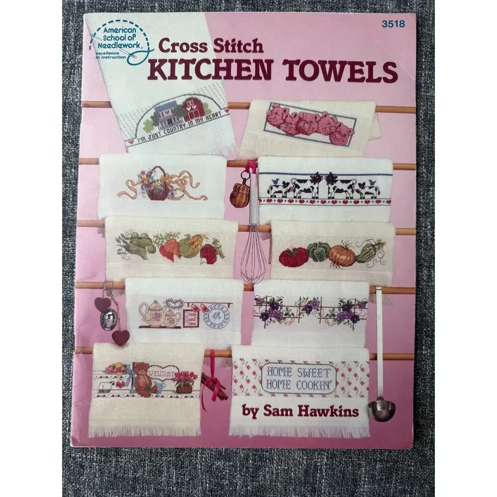 Vintage Cross Stitch Towel Pattern Booklets Sam Hawkins ASN 3503 3512 3518 Lot